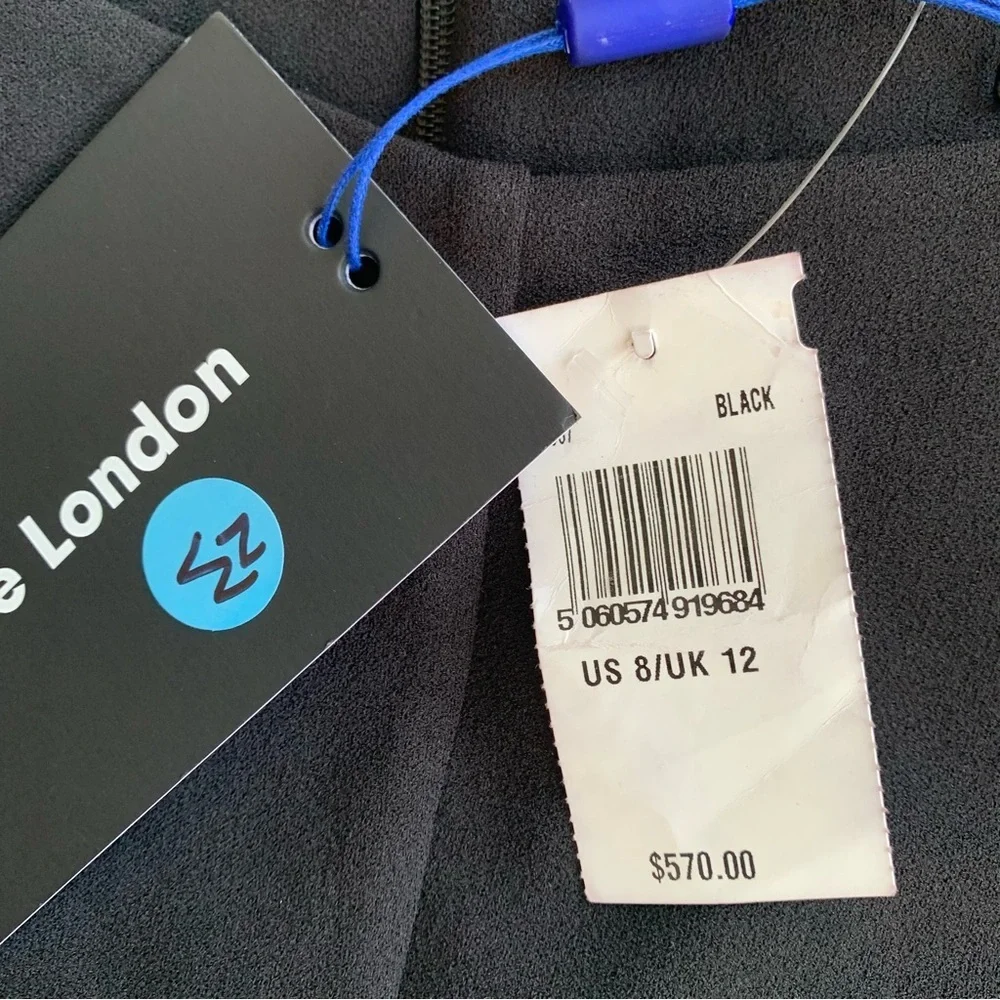 NWT Solace London Perrine Boatneck Bateau Long Sleeve Maxi Dress Gown Black